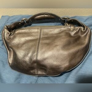 White House Black Market genuine leather bag metallic soft